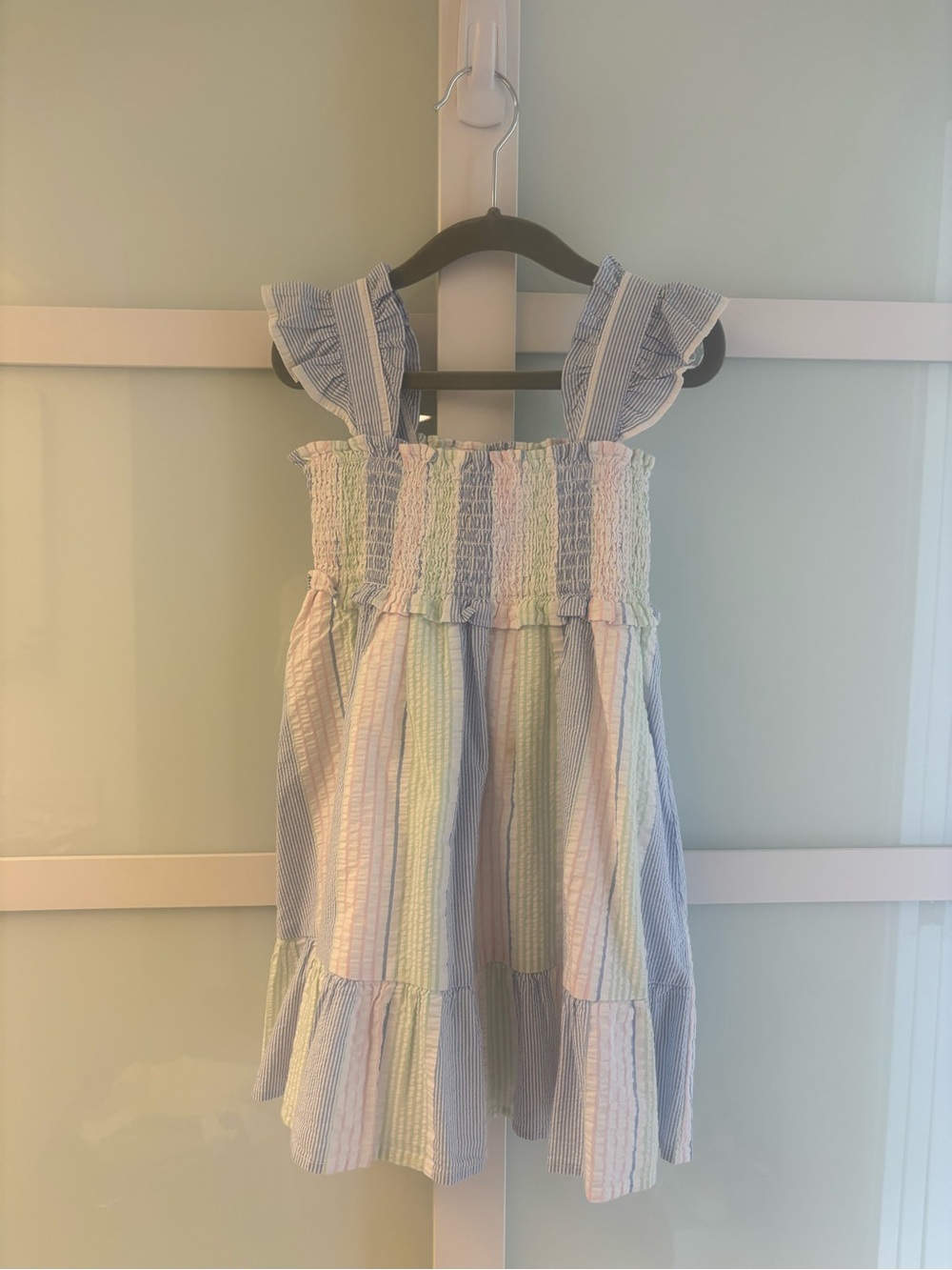 Janie and Jack Pastel Stripe Ruffle Strap Dress